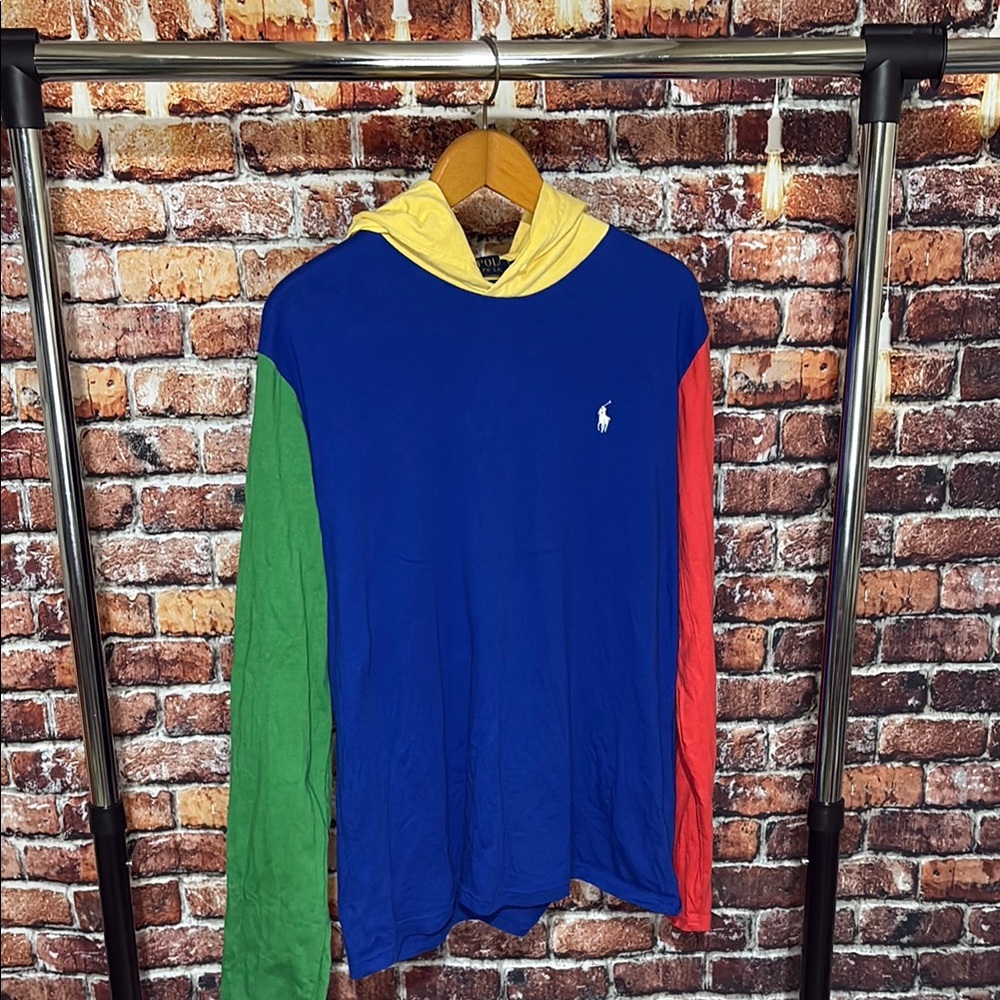 Colorful Hoodie by Polo by Ralph Lauren colorblock medium blue red green